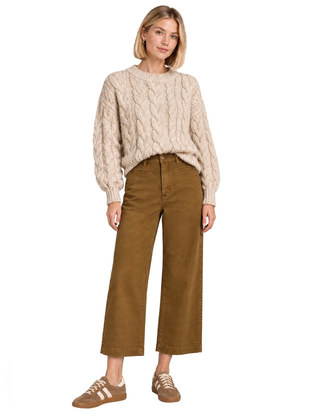 Marine Layer Bridget Wide Leg Crop Pants Size 10 Brown High Waist Fall Wardrobe